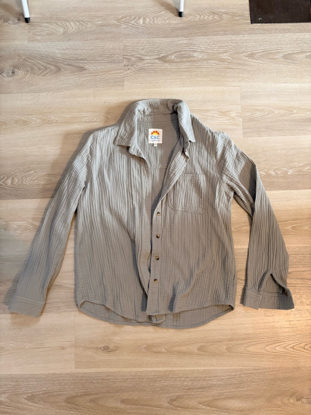 C&C California Lightweight Button-Down Shirt in Light Taupe